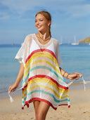 Cutout Striped Cover-Up with Tassel - V.I.P Digital Presence
