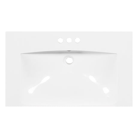 30" Single Bathroom Basin Sink, Vanity Top Only, 3-Faucet Holes, Resin - V.I.P Digital Presence