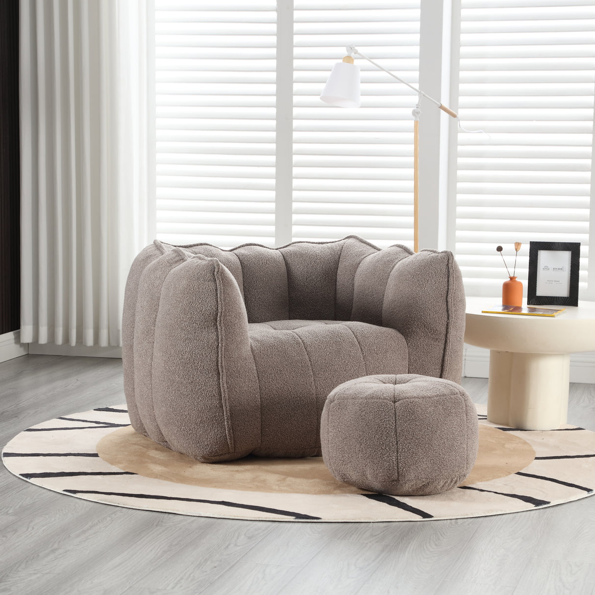 Soft Bean Bag Chair with High Resilient Foam(Chips)for living room and bedroom,Comfortable Square Lazy Sofa with Footstool - V.I.P Digital Presence