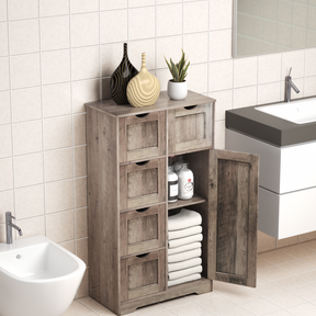 Bathroom Storage Cabinet with Storage 5 Drawers and 1 Door, Entryway Cabinet with Adjustable Shelf Grey - V.I.P Digital Presence