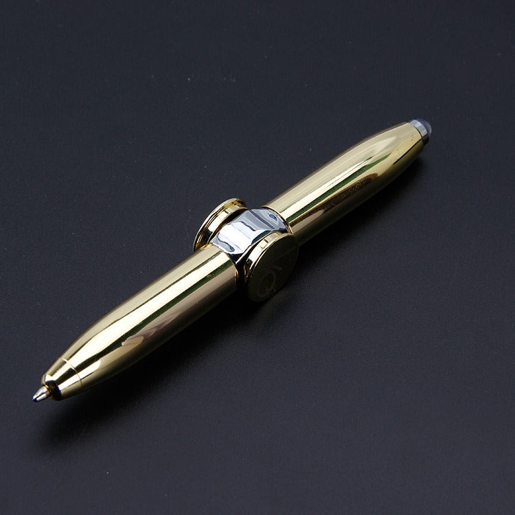 Multi functional rotating luminous flash decompression decompression fingertip rotating metal finger gyroscope ballpoint pen - V.I.P Digital Presence