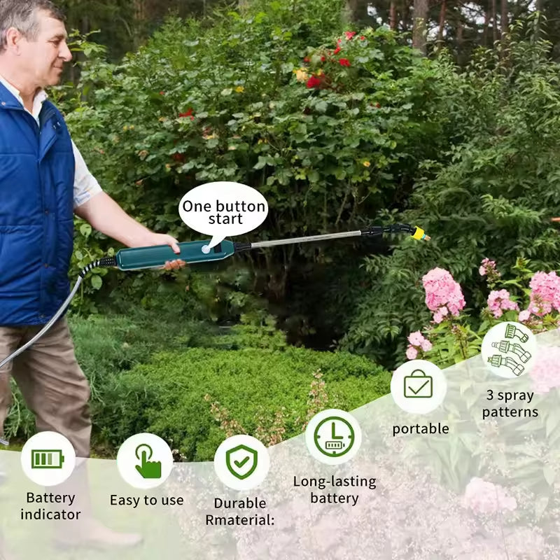 2400mAh Portable Electric Sprayer Wand. 3 nozzles, high - pressure, for garden plant watering. - V.I.P Digital Presence