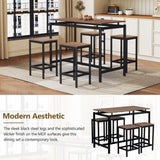TREXM 5-piece compact bar table with table and stool - modern industrial design (dark brown) - V.I.P Digital Presence
