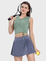 Drawstring Ruched Wide Strap Active Tank - V.I.P Digital Presence