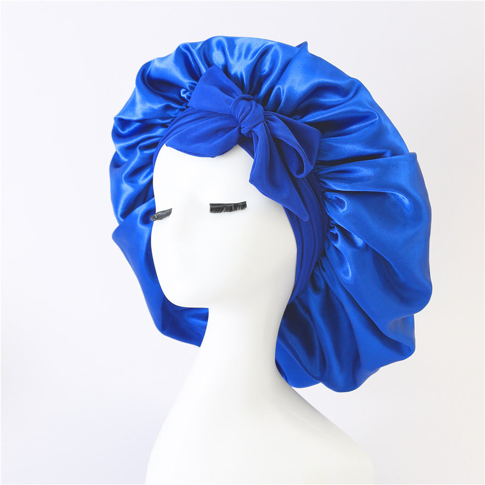 Elastic ribbon bow color Ding round hat solid color night cap wide-brimmed beauty hairdressing head scarf hat - V.I.P Digital Presence