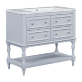 36" Bathroom Vanity Cabinet with Sink Combo Set, Undermount Resin Sink, Free Standing Vanity Set with 4 Drawers Blue - V.I.P Digital Presence
