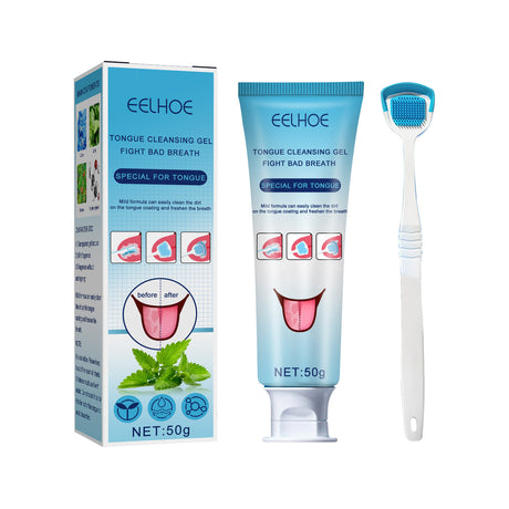 Tongue Coating Cleansing Gel, Tongue Coating Cleansing Oral Care Removes Bad Breath And Freshens Breath Gel With Brush - V.I.P Digital Presence
