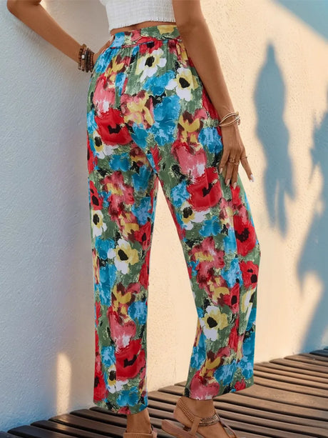 Tied Printed Wide Leg Pants - V.I.P Digital Presence