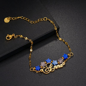 DIY letter bracelet personality cat's eye stone five-pointed star double-layer stacking hand jewelry bracelet - V.I.P Digital Presence