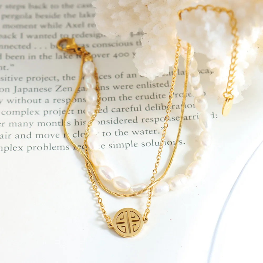 Titanium Steel Three-Layered Pearl Bracelet - V.I.P Digital Presence