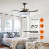 Modern LED retractable ceiling fan with lighting and remote control, silent reversible motor, 4-blade modern ceiling fan - V.I.P Digital Presence