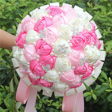 WifeLai-A Ramos De Novia Burgundy Artificial Flower Bridesmaid Wedding Bouquet - V.I.P Digital Presence