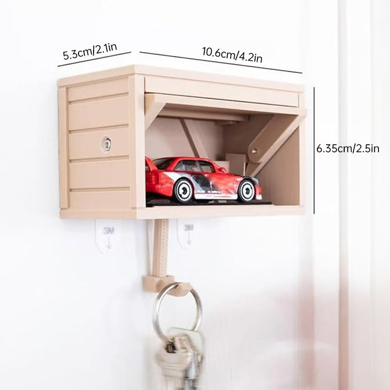 Space-saving wall wooden key holder, home key rack, garage-shaped clothes hook with opening door for hallway - V.I.P Digital Presence
