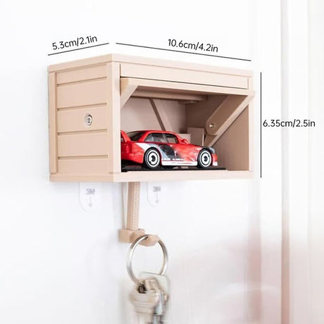 Space-saving wall wooden key holder, home key rack, garage-shaped clothes hook with opening door for hallway - V.I.P Digital Presence