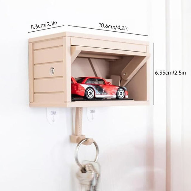 Space-saving wall wooden key holder, home key rack, garage-shaped clothes hook with opening door for hallway - V.I.P Digital Presence