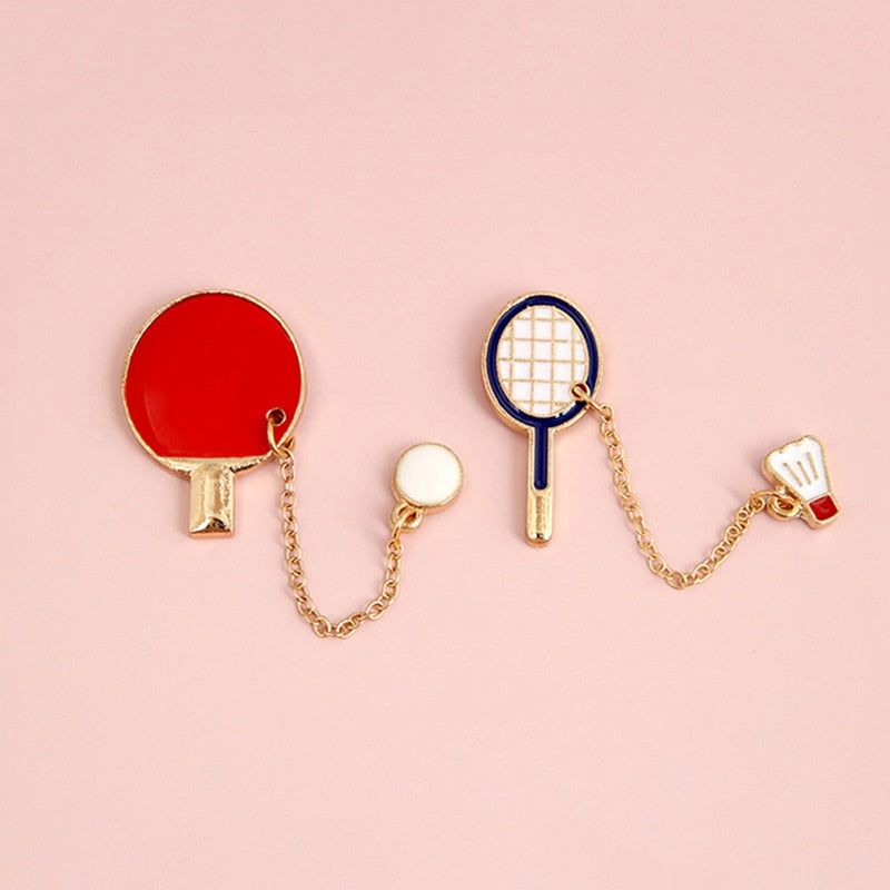 Fashion Cartoon Badminton Brooch pin Badge Sports Equipment table Tennis Fashion Jewelry Wholesale Gift athletes - V.I.P Digital Presence
