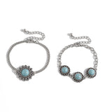 Ethnic style retro alloy turquoise bracelet Bohemian artistic bracelet set for women - V.I.P Digital Presence