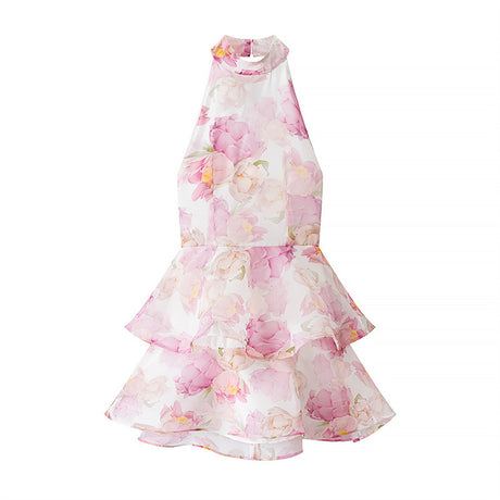Style Women's Fashion Sexy Printed V-Neck Bubble Hem Fitted Dress - V.I.P Digital Presence