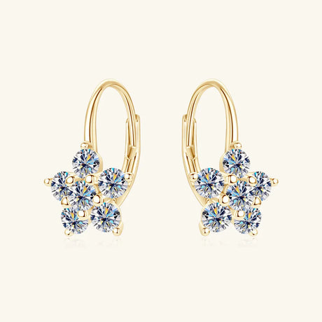 1.2 Carat 925 Sterling Silver Moissanite Flower Huggie Earrings - V.I.P Digital Presence
