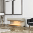 Entryway Bench Leather Upholstered Ottoman with LED sensor light for living room ,bedroom,end of bed ，Beige - V.I.P Digital Presence