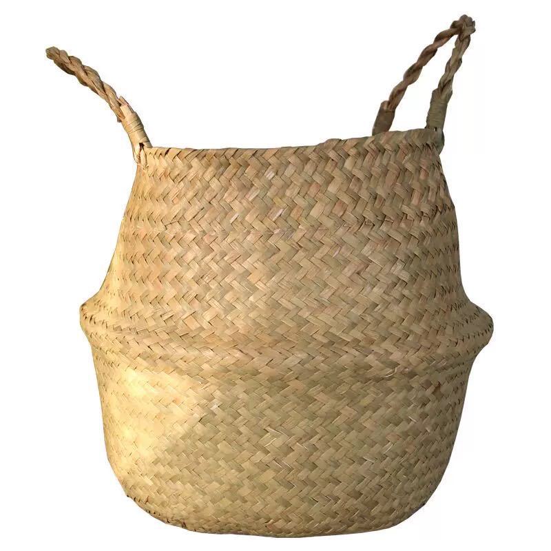 Scandinavian Style Wicker Handbasket Flower Pot Rattan Weave Plant Grass Woven Floor Folding Wicker Basket Weaving - V.I.P Digital Presence