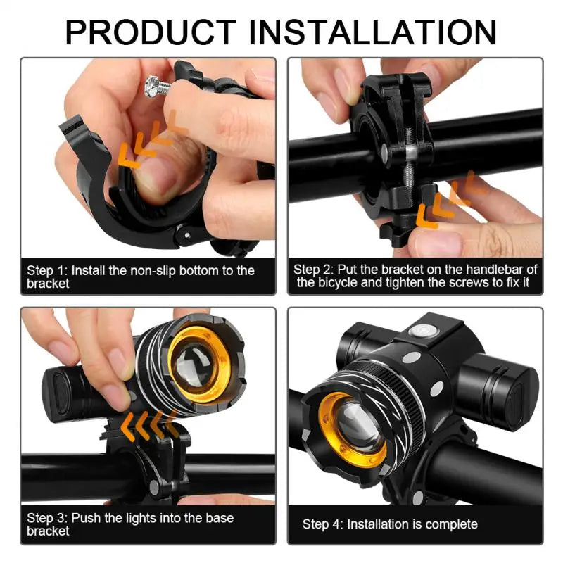 T6 LED Bicycle Front Light USB Rechargeable Lantern 2400mAh for Zoom Bike Headlight Cycling Flashlight MTB Bike Accessories - V.I.P Digital Presence