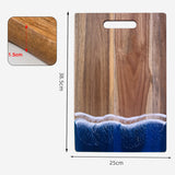 Wood Cutting Board Resin Blue green Wave Pattern - V.I.P Digital Presence