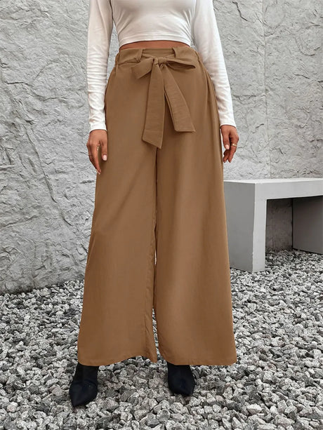 Tied High Waist Wide Leg Pants - V.I.P Digital Presence