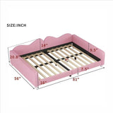 Full size Upholstered Daybed, Sherpa Fabric Sofabed with Cloud-Shaped Backrest, No Box-spring Needed, Pink - V.I.P Digital Presence