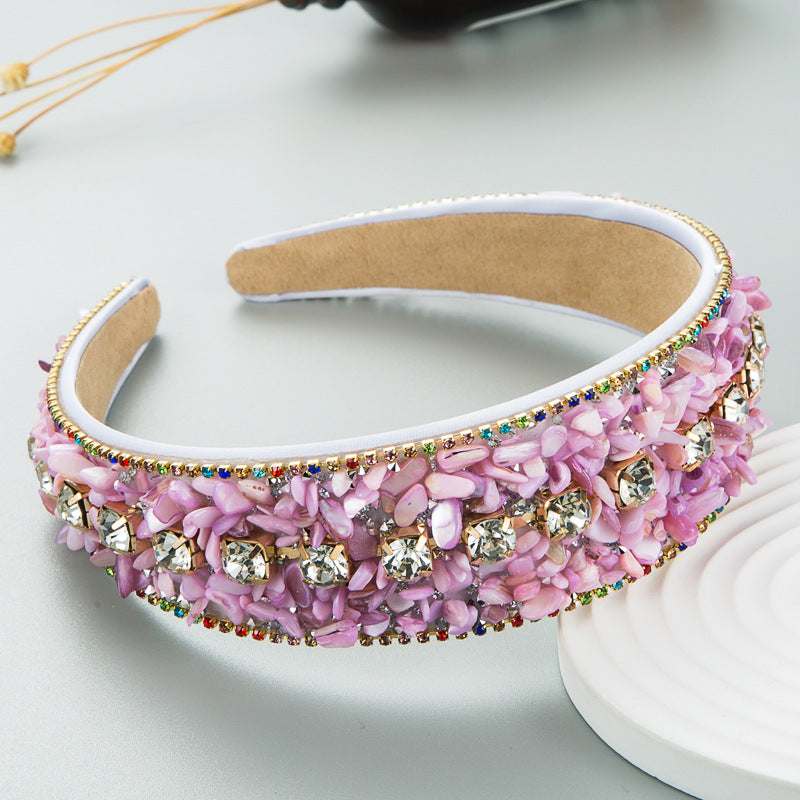 Fashion Design Colorful Turquoise Set Diamond Wide Edge Fabric Candy Color Headband Versatile Headwear - V.I.P Digital Presence