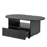 ON-TRANS flexible cream style coffee table with 2 brake wheels, drawers, large storage space,black, 39.37 '' x 23.6 '' - V.I.P Digital Presence