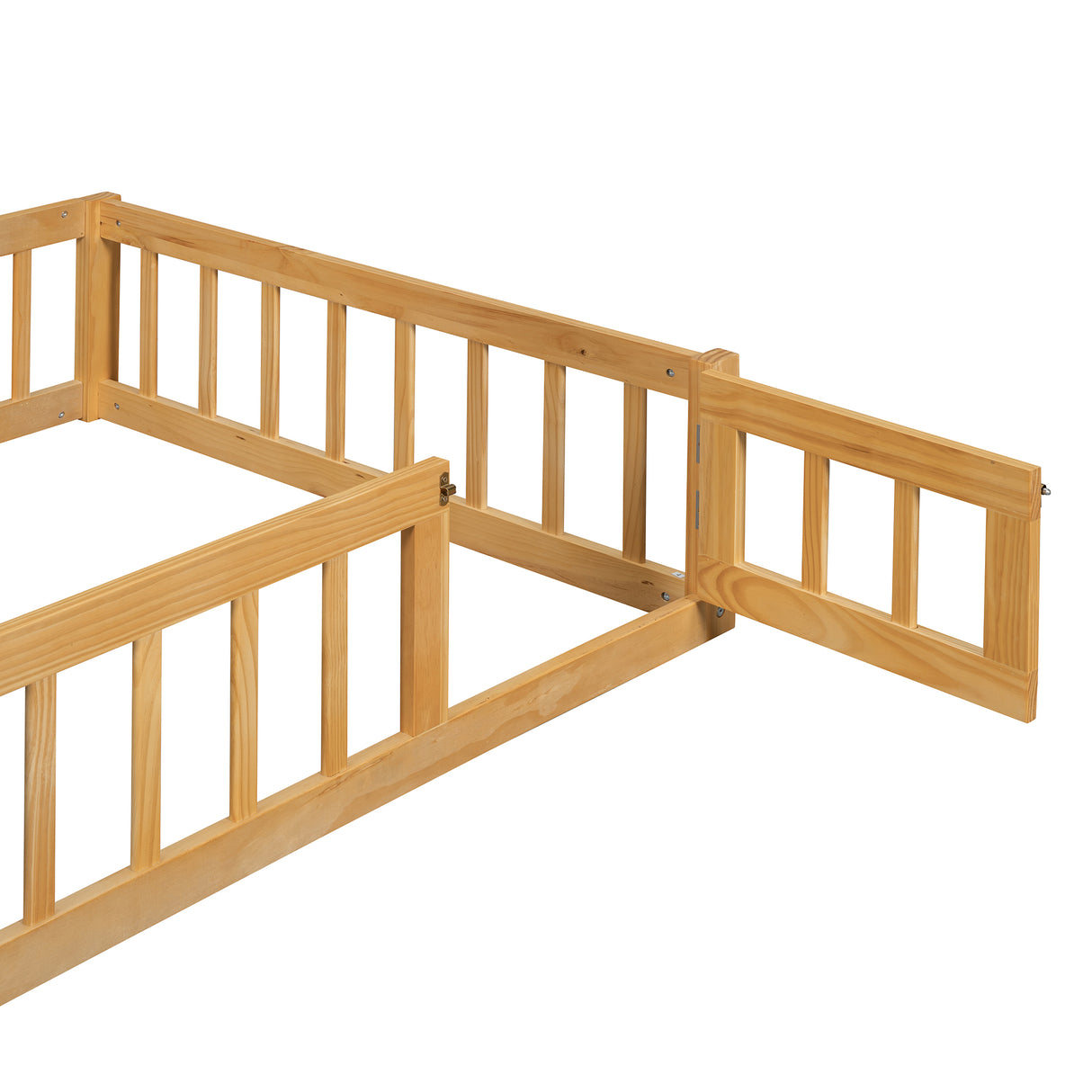 Wooden Twin Size Children's Bed with Detachable Headboard and Integrated Clothes Drying Rack, Natural - V.I.P Digital Presence