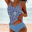 Digital Printed Shoulder Strap Tankini High Waist Triangle Pants Split Swimsuit for Women - V.I.P Digital Presence