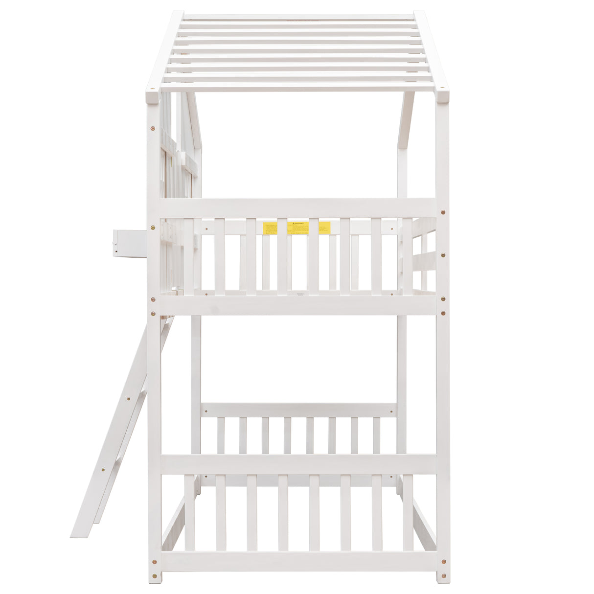 Twin over Twin House Bunk Bed with Roof , Window, Window Box, Door , with Safety Guardrails and Ladder,White - V.I.P Digital Presence