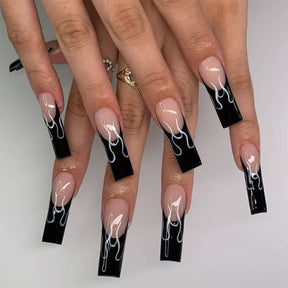 Black French Flame Wear Nail Finished False Nail Nail Patch Nail Patch Fake Nail - V.I.P Digital Presence