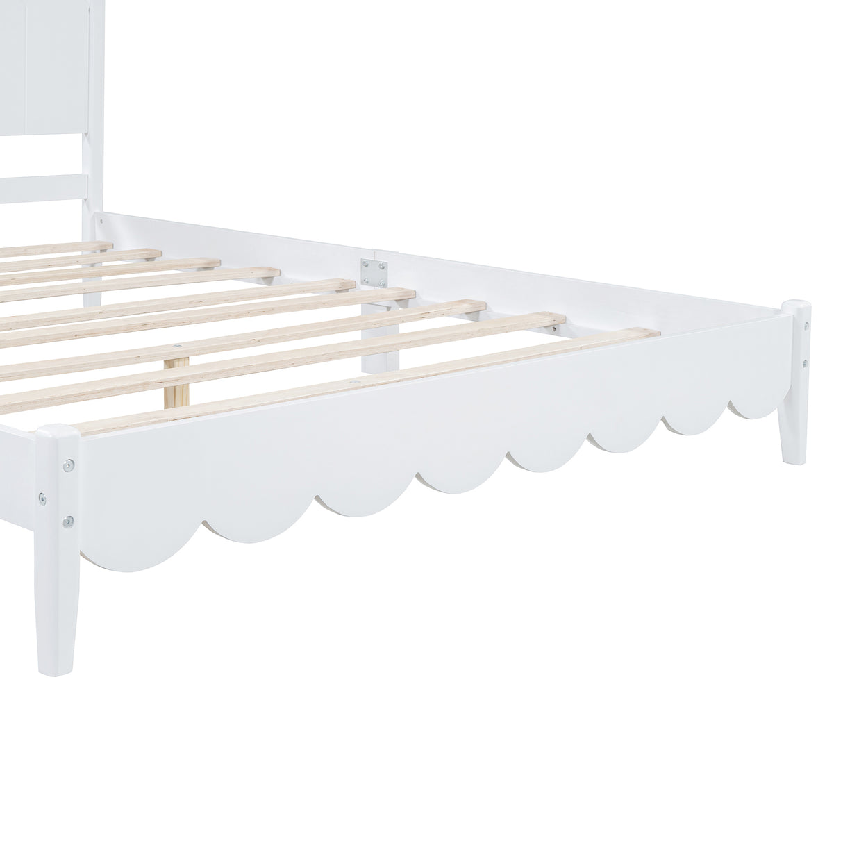 Queen Size Wood Platform Bed Frame, Retro Style Bed with Rectangular Headboard,No Need Box Spring,White - V.I.P Digital Presence