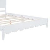 Queen Size Wood Platform Bed Frame, Retro Style Bed with Rectangular Headboard,No Need Box Spring,White - V.I.P Digital Presence