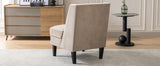 Velvet Upholstered Accent Chair with Cream Piping, Tan and Cream - V.I.P Digital Presence
