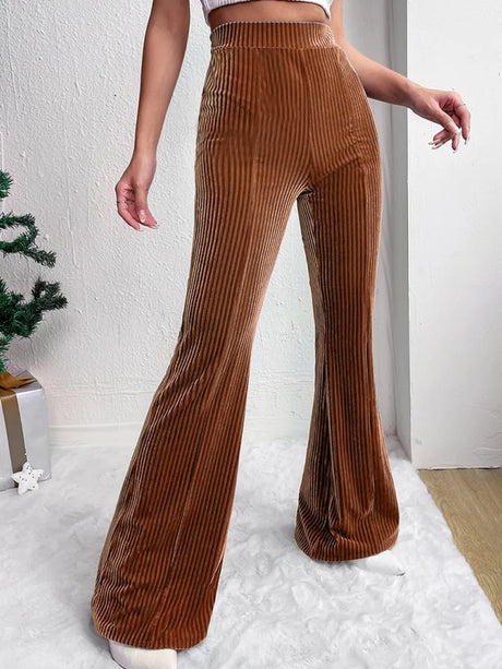 Ribbed High Waist Bootcut Pants - V.I.P Digital Presence