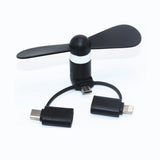 3 IN 1 Travel Portable Cell Phone Mini Fan Cooling Cooler For Micro USB C For iPhone 5 6 6S 7 Plus 8 X for Android Type-c - V.I.P Digital Presence