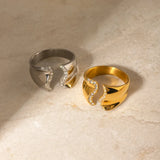 Stainless Steel Inlaid Rhinestone Bypass Ring - V.I.P Digital Presence