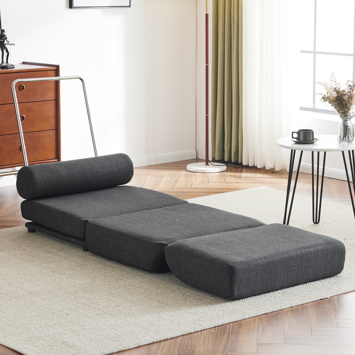 Single Sofa Chair Foldable Single Sofa Bed with Pillow,Portable Foldable Sofa Bed,Leisure Sofa Chair,Easy to Store, Dark Grey - V.I.P Digital Presence