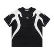 Color Block Applique Embroidery Flame Short Sleeve T-Shirt High Street Design Creative Abstract Casual Tee Men - V.I.P Digital Presence