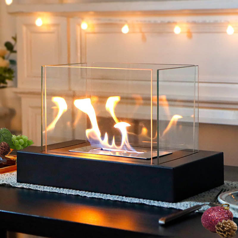 Four sided square alcohol fireplace lamp bar atmosphere desktop decoration heating oven lamp home real fire fireplace - V.I.P Digital Presence