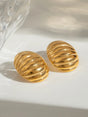 18K Gold-Plated Stainless Steel Ribbed Earrings - V.I.P Digital Presence