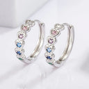 925 Sterling Silver Inlaid Zircon Heart Huggie Earrings - V.I.P Digital Presence