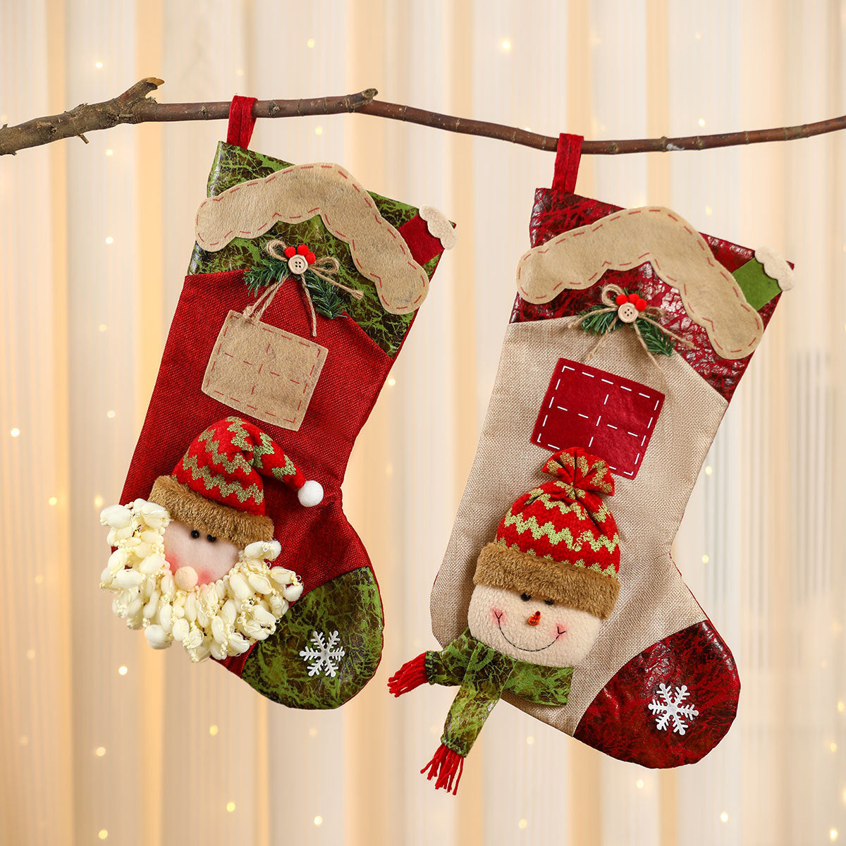 3D Linen Splicing Cartoon Christmas Socks Christmas Decorations Gift Pendants - V.I.P Digital Presence