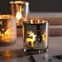 Silver Scented Candle Container Handmade Candle Glass Empty Jar Christmas Reindeer Pattern Light Candle Cup Home Decor - V.I.P Digital Presence