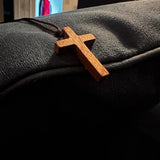 Light coffee walnut black walnut solid wood cross pendant necklace sweater chain for women - V.I.P Digital Presence