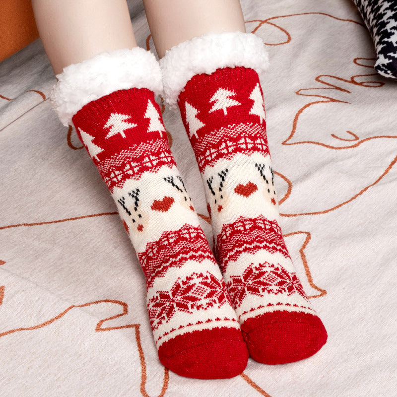 Christmas Floor Socks Indoor Home Sleep Winter Plush Thick Long Socks Women's Postpartum Socks Anti slip - V.I.P Digital Presence